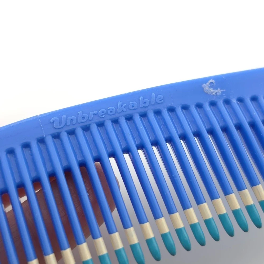 VTG‎ Unbreakable Volume Comb Twice Dipped Wide Tooth 80-90s Blue USA made